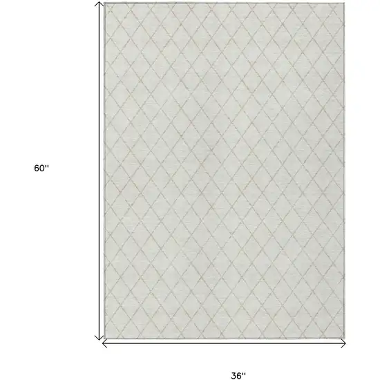 Ivory And Beige Geometric Washable Indoor Outdoor Area Rug Photo 7