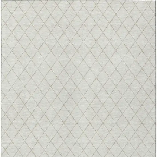 Ivory And Beige Geometric Washable Indoor Outdoor Area Rug Photo 6