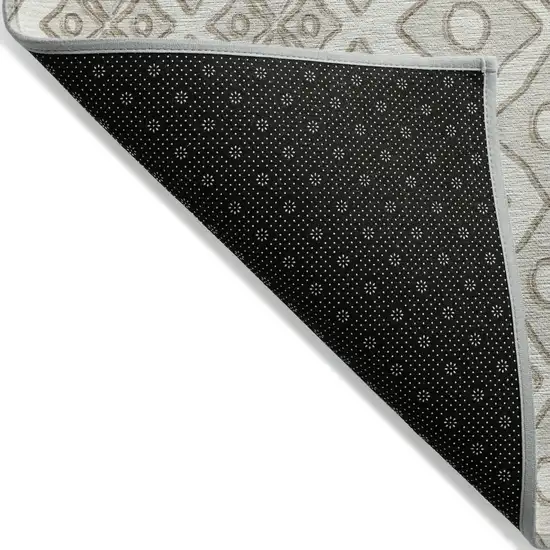 Ivory And Beige Geometric Washable Indoor Outdoor Area Rug Photo 4