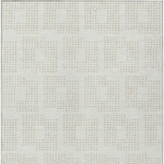 Ivory And Beige Geometric Washable Indoor Outdoor Area Rug Photo 7