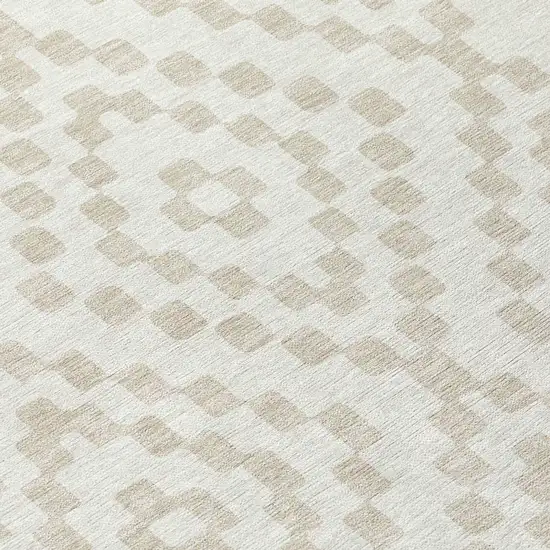 Ivory And Beige Geometric Washable Indoor Outdoor Area Rug Photo 6