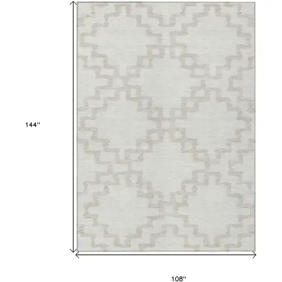 Ivory And Beige Geometric Washable Indoor Outdoor Area Rug Photo 3