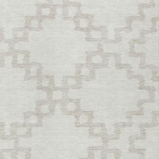 Ivory And Beige Geometric Washable Indoor Outdoor Area Rug Photo 6