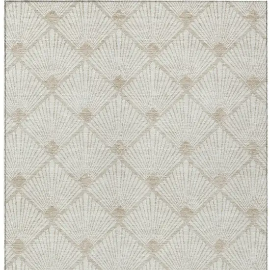 Ivory And Beige Geometric Washable Indoor Outdoor Area Rug Photo 8