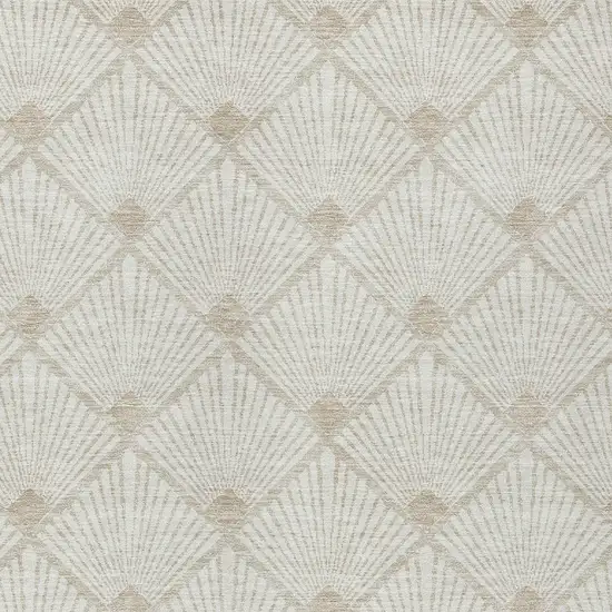 Ivory And Beige Geometric Washable Indoor Outdoor Area Rug Photo 7