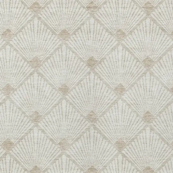 Ivory And Beige Geometric Washable Indoor Outdoor Area Rug Photo 7