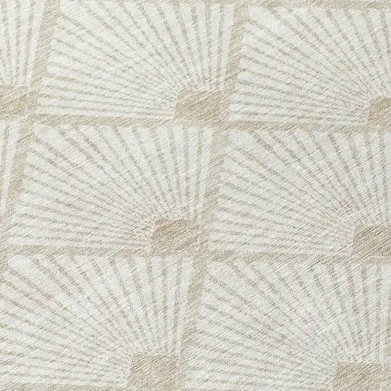 Ivory And Beige Geometric Washable Indoor Outdoor Area Rug Photo 6