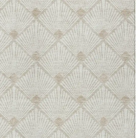 Ivory And Beige Geometric Washable Indoor Outdoor Area Rug Photo 7