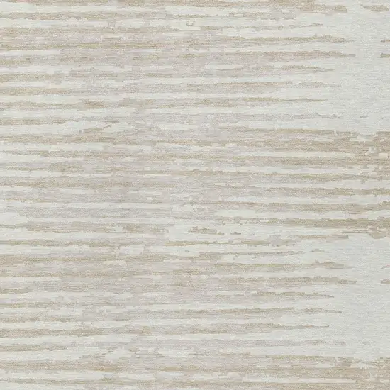 Ivory And Beige Striped Washable Indoor Outdoor Area Rug Photo 6
