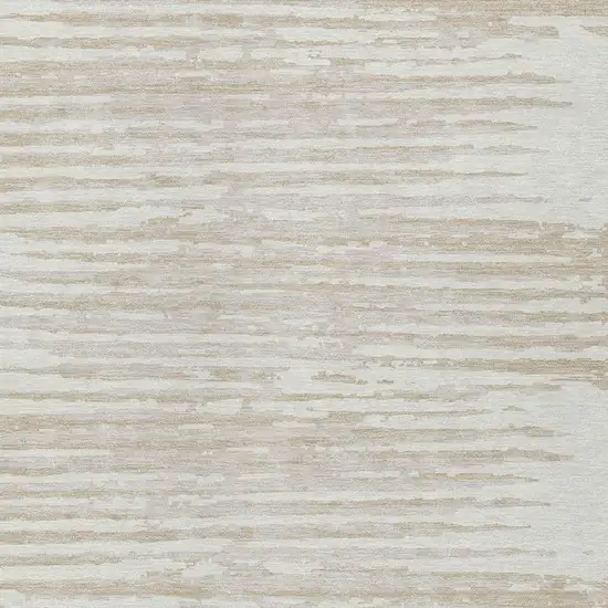 Ivory And Beige Striped Washable Indoor Outdoor Area Rug Photo 6