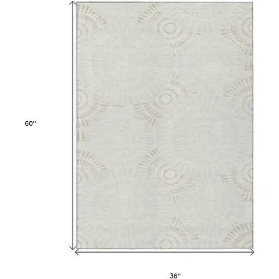 Ivory And Gray Geometric Washable Indoor Outdoor Area Rug Photo 3