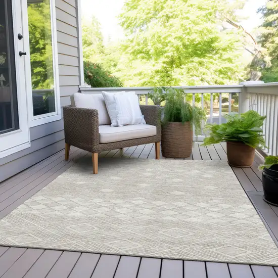 Ivory And Gray Geometric Washable Indoor Outdoor Area Rug Photo 8