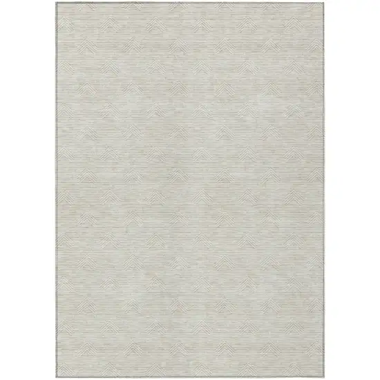 Ivory And Gray Geometric Washable Indoor Outdoor Area Rug Photo 2