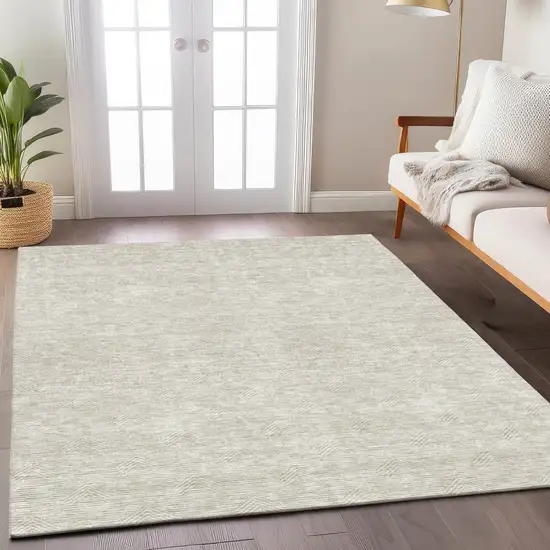 Ivory And Gray Geometric Washable Indoor Outdoor Area Rug Photo 9