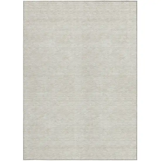 Ivory And Gray Geometric Washable Indoor Outdoor Area Rug Photo 7
