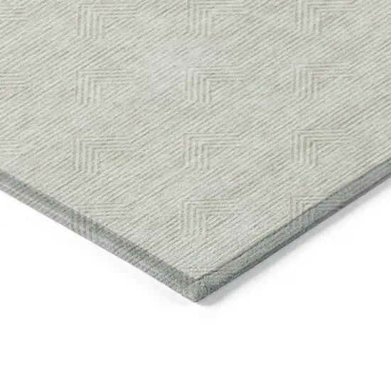 Ivory And Gray Geometric Washable Indoor Outdoor Area Rug Photo 5