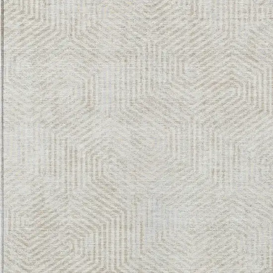 Ivory And Gray Geometric Washable Indoor Outdoor Area Rug Photo 6