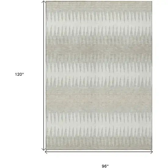 Ivory And Gray Striped Washable Indoor Outdoor Area Rug Photo 3