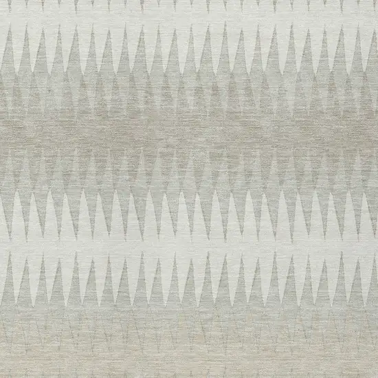 Ivory And Gray Striped Washable Indoor Outdoor Area Rug Photo 6