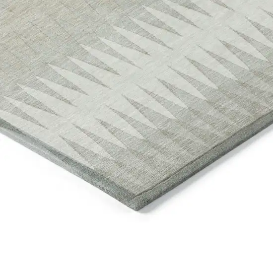 Ivory And Gray Striped Washable Indoor Outdoor Area Rug Photo 5