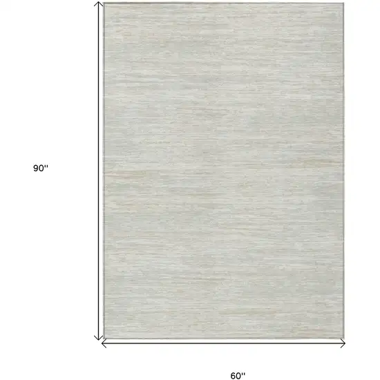 Ivory And Gray Striped Washable Indoor Outdoor Area Rug Photo 3