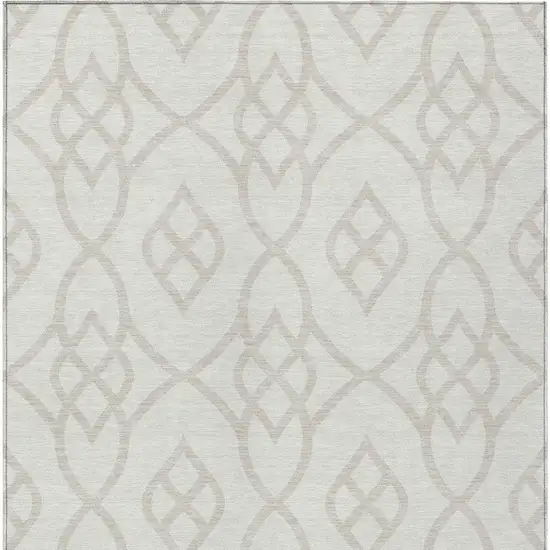 Ivory And Gray Trellis Washable Indoor Outdoor Area Rug Photo 6