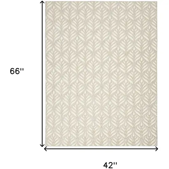 Ivory And Grey Floral Stain Resistant Non Skid Area Rug Photo 5