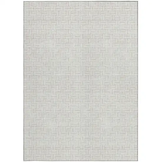 Ivory And Silver Geometric Washable Indoor Outdoor Area Rug Photo 7