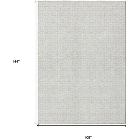 Ivory And Silver Geometric Washable Indoor Outdoor Area Rug Photo 3