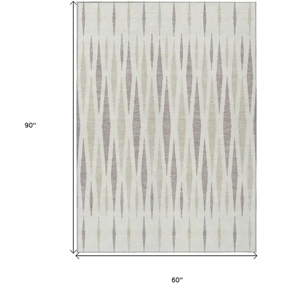 Ivory Brown And Beige Geometric Washable Indoor Outdoor Area Rug Photo 3
