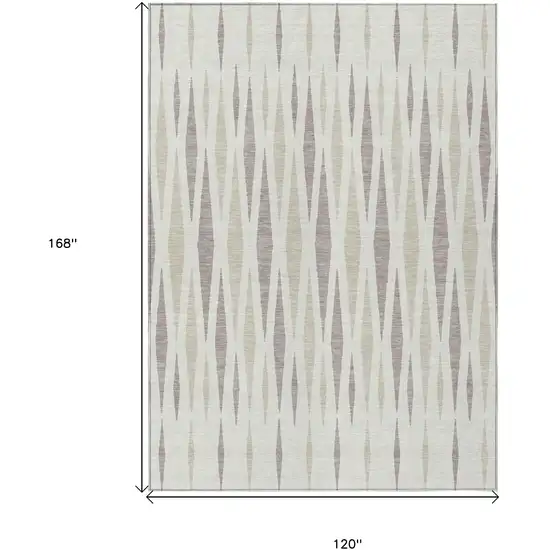 Ivory Brown And Beige Geometric Washable Indoor Outdoor Area Rug Photo 9