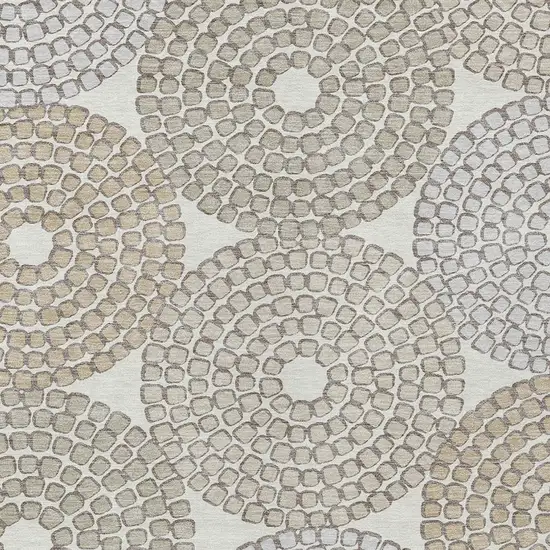 Ivory Brown And Gray Geometric Washable Indoor Outdoor Area Rug Photo 6