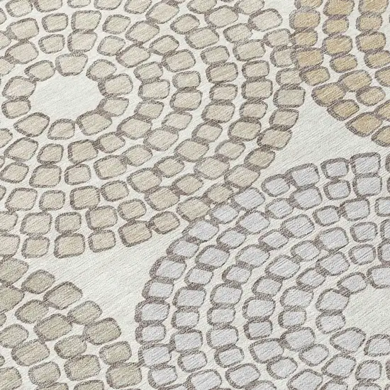 Ivory Brown And Gray Geometric Washable Indoor Outdoor Area Rug Photo 7