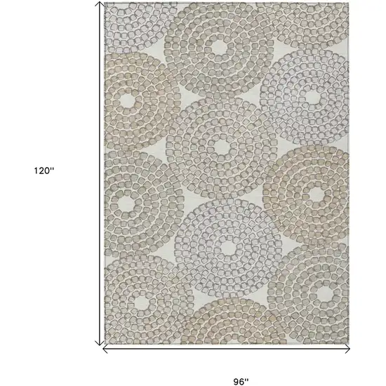 Ivory Brown And Gray Geometric Washable Indoor Outdoor Area Rug Photo 3