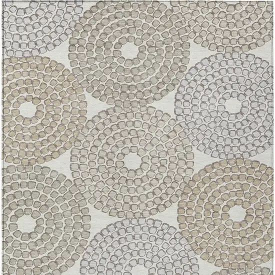 Ivory Brown And Gray Geometric Washable Indoor Outdoor Area Rug Photo 8
