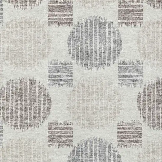 Ivory Brown And Gray Geometric Washable Indoor Outdoor Area Rug Photo 6