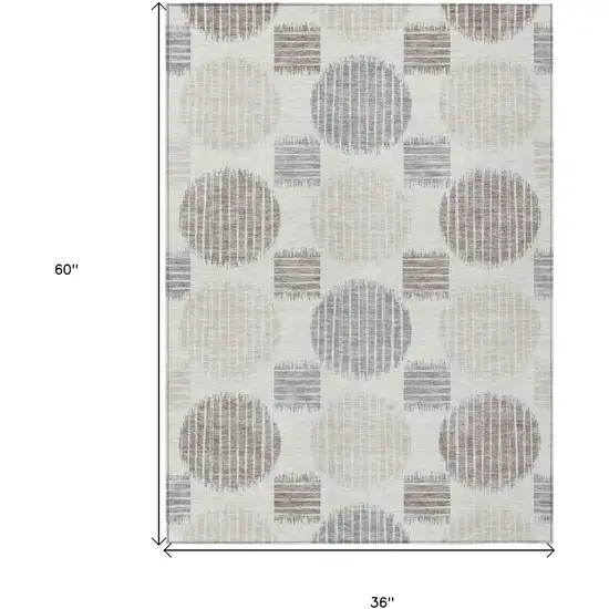 Ivory Brown And Gray Geometric Washable Indoor Outdoor Area Rug Photo 3