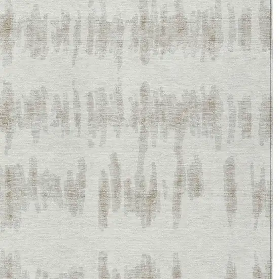 Ivory Brown And Gray Striped Washable Indoor Outdoor Area Rug Photo 6
