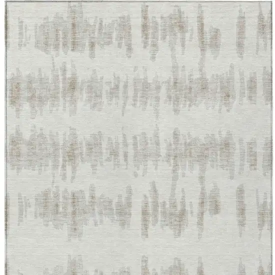 Ivory Brown And Gray Striped Washable Indoor Outdoor Area Rug Photo 7