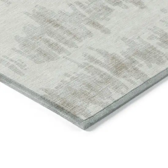 Ivory Brown And Gray Striped Washable Indoor Outdoor Area Rug Photo 5