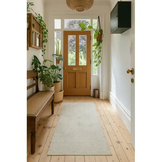 2' X 8' Ivory Distressed Ikat Pattern Runner Rug Photo 4