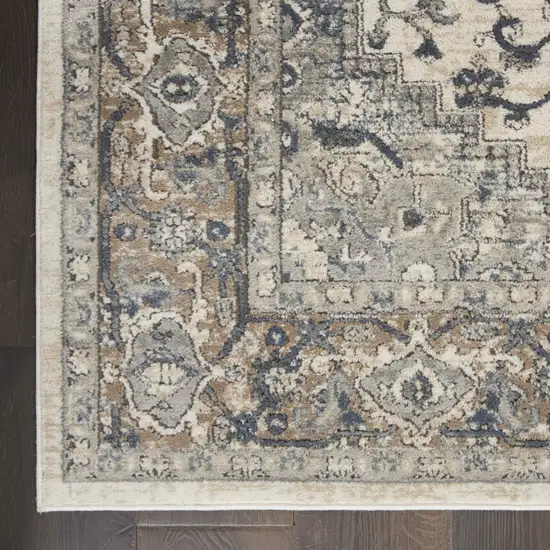 Ivory Floral Power Loom Area Rug Photo 8
