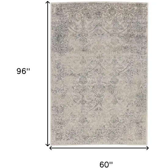 Ivory Gray And Black Abstract Stain Resistant Area Rug Photo 3
