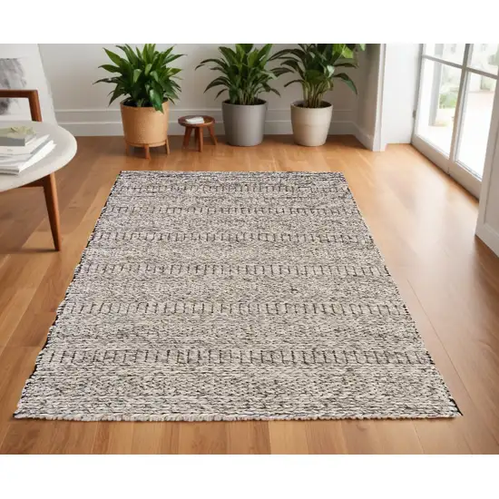 Gray and Ivory Wool Hand Woven Area Rug Photo 1