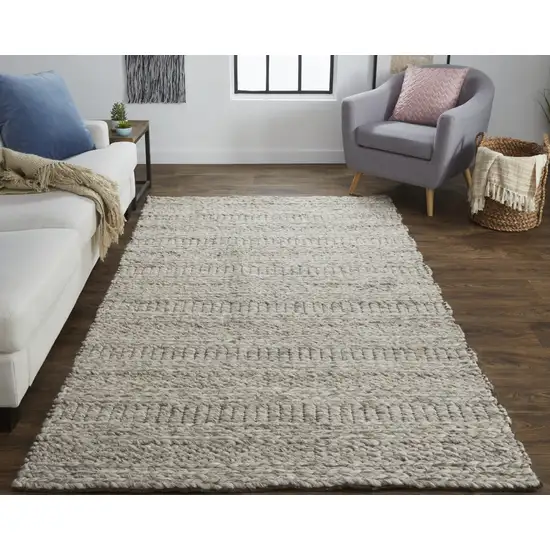 Ivory Gray And Tan Wool Hand Woven Stain Resistant Area Rug Photo 6