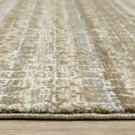 Ivory Grey Tan And Brown Abstract Power Loom Stain Resistant Runner Rug Photo 8