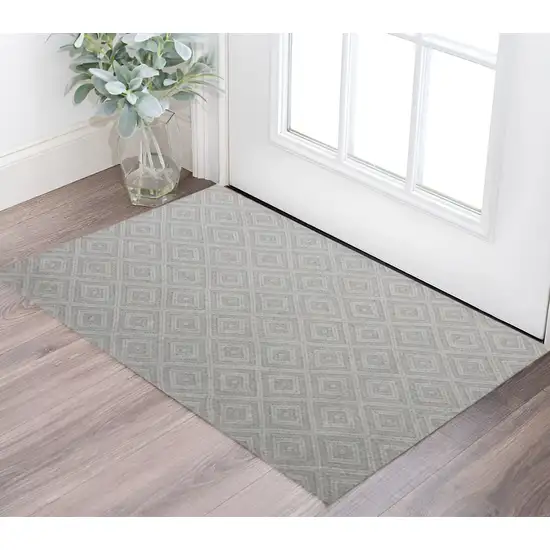 Ivory Wool Geometric Hand Woven Area Rug Photo 1