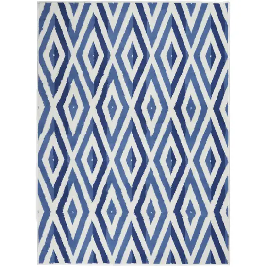 Ivory and Blue Diamond Area Rug Photo 1