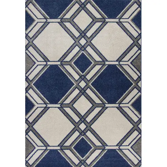 Ivory Or Denim Geometric Hexagon Uv Treated Accent Rug Photo 2