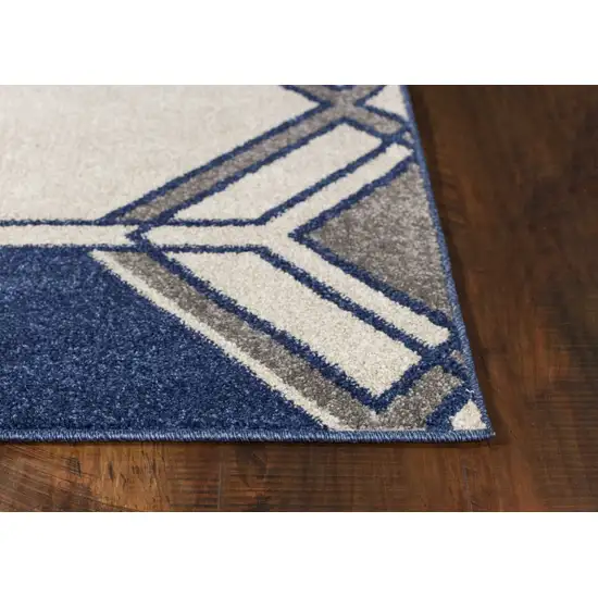 Ivory or Denim Geometric Hexagon UV Treated Accent Rug Photo 4